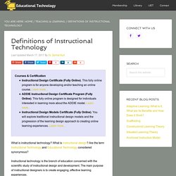Definitions of Instructional Technology - Educational Technology