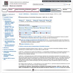 Définitions et méthodes - Nomenclature d'activités française - NAF rév. 1, 2003