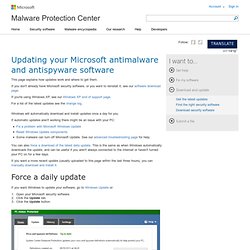 Get the latest definitions - Microsoft Malware Protection Center