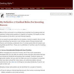 My Definitive 17 Cardinal Rules For Investing Success