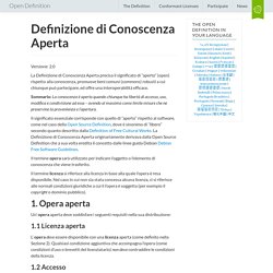 Definizione di Conoscenza Aperta - Open Definition - Defining Open in Open Data, Open Content and Open Knowledge