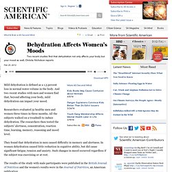 Dehydration Affects Women's Moods: Scientific American Podcast