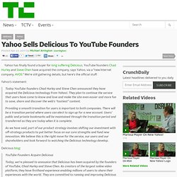 Yahoo Sells Delicious To YouTube Founders