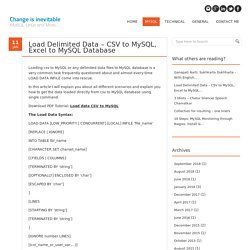 Load Delimited Data - CSV to MySQL, Excel to MySQL Database