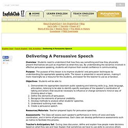 Delivering A Persuasive Speech