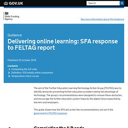 Delivering online learning: SFA response to FELTAG report