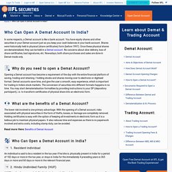 Who Can Open A Demat Account In India - India Infoline