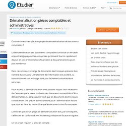 Dématerialisation Piéces Comptables Et Administratives - Dissertation - Reuteuseu