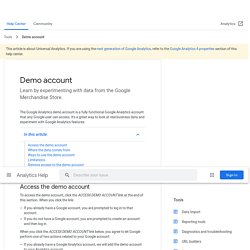 Demo account - Analytics Help