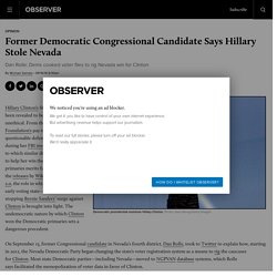Former Democratic Congressional Candidate: Hillary Stole Nevada