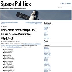 Space Politics » Democratic membership of the House Science Committee (Updated)