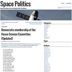 Space Politics » Democratic membership of the House Science Committee (Updated)