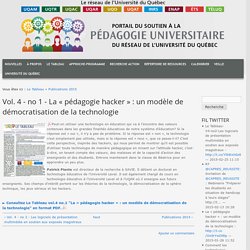 4 - no 1 - La « pédagogie hacker » : un modèle de démocratisation de la technologie