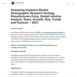 Streaming Analytics Market Statistics, Development and Growth 2027