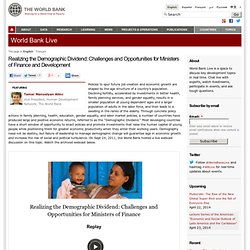 Realizing the Demographic Dividend: Challenges and Opportunities for Ministers of Finance and Development