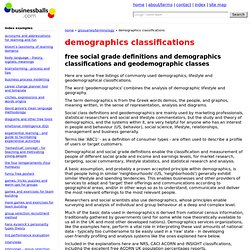 free demographics classifications, lifestyles and social grades listings, acorn 2003 profiles, uk population percentages