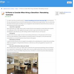 12 Points to Consider When Hiring a Demolition / Remodeling Contractor