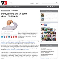 Demystifying the VC term sheet: Dividends