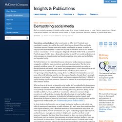 Demystifying social media - McKinsey Quarterly - Marketing & Sales - Digital Marketing