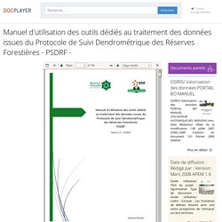 Manuel d'utilisation des outils dédiés au traitement des données issues du Protocole de Suivi Dendrométrique des Réserves Forestières - PSDRF - - PDF Téléchargement Gratuit