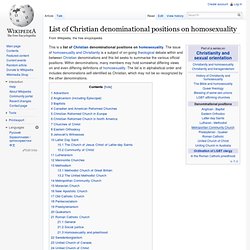 List of Christian denominational positions on homosexuality