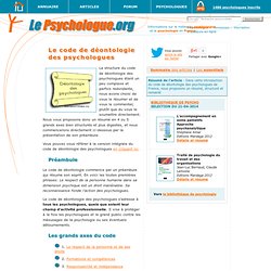 Le code de déontologie des psychologues (France)