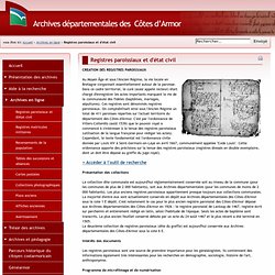 Archives départementales des Côtes d'Armor - Registres paroissiaux et d'état civil