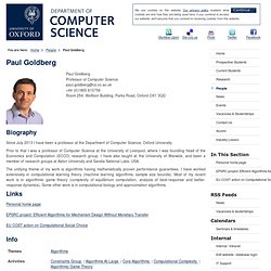 Department of Computer Science: Paul Goldberg