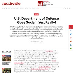 U.S. Department of Defense Goes Social...Yes, Really!