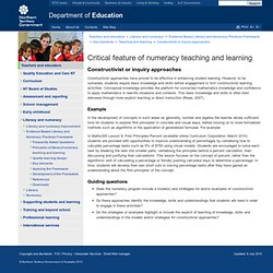 Department of Education - Critical feature of numeracy teaching and learning