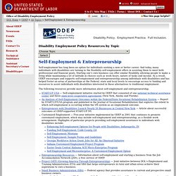 - ODEP - Office of Disability Employment Policy - Self-Employment & Entrepreneurship