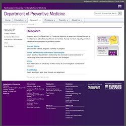 Research in Preventive Medicine : Department of Preventive Medicine: Feinberg School of Medicine: Northwestern University