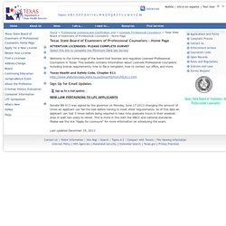 Texas Department of State Health Services, Texas State Board of Examiners of Professional Counselors Home Page