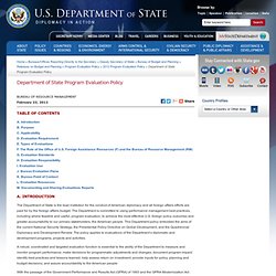 Department of State Program Evaluation Policy