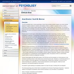 Clinical Program // Department of Psychology // University of Notre Dame