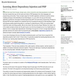 Ralph Schindler - Learning About Dependency Injection and PHP