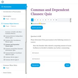 Commas and Dependent Clauses: Quiz - The Nature of Writing