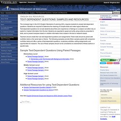 Text-dependent Questions: Samples and Resources
