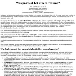 Trauma bzw Psychotrauma / Dissoziation / dissoziative Amnesie / Flashbacks / PTBS bzw PTSD / ADS bzw ADHS bzw AHDS / Depersonalisation / Derealisation
