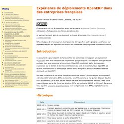 Expérience de déploiements OpenERP dans des entreprises françaises