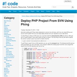 Deploy PHP Project From SVN Using Phing