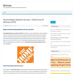 Home Depot Opinion Survey - Check List of Winners 2017