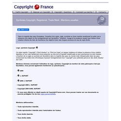 COPYRIGHT FRANCE ® : Les mentions usuelles