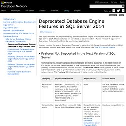 Deprecated Database Engine Features in SQL Server 2008