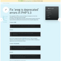 Fix `ereg is deprecated` errors in PHP 5.3