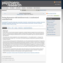 Journal of Psychiatric Research - Facing depression with botulinum toxin: A randomized controlled trial