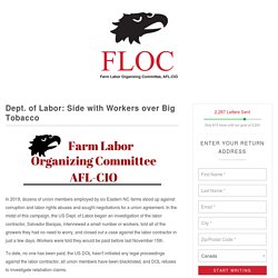 Dept. of Labor: Side with Workers over Big Tobacco
