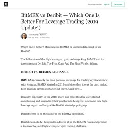 BitMEX vs Deribit — Which One Is Better For Leverage Trading (2019 Update!)