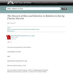 The Descent of Man and Selection in Relation to Sex by Charles Darwin - Full Text Free Book (Part 1/17)
