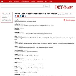 words used to describe someone s personality - synonyms and related words